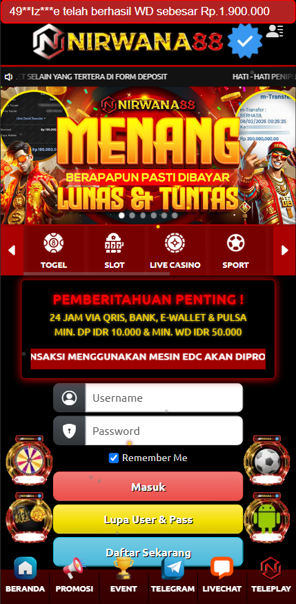 Cuplikan Halaman Depan Nirwana88